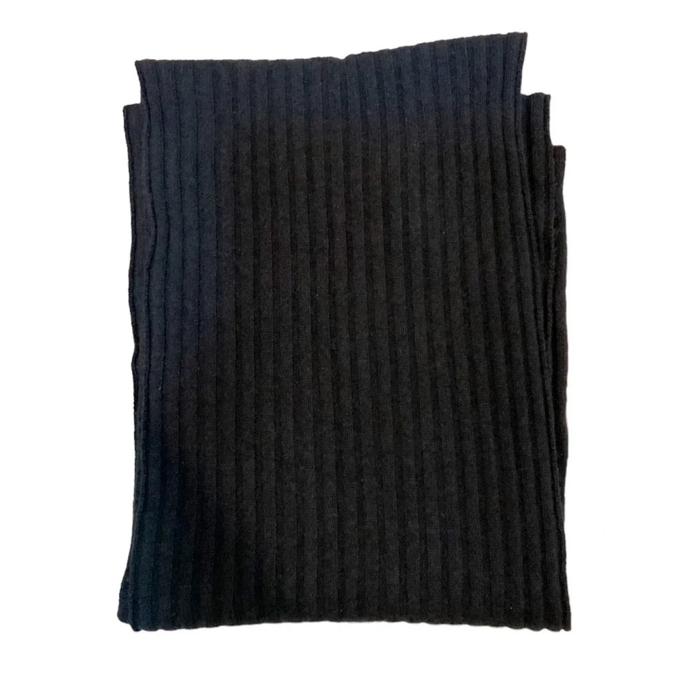 Men's Grey Ribbed Cashmere Hemp Wool Scarf 74